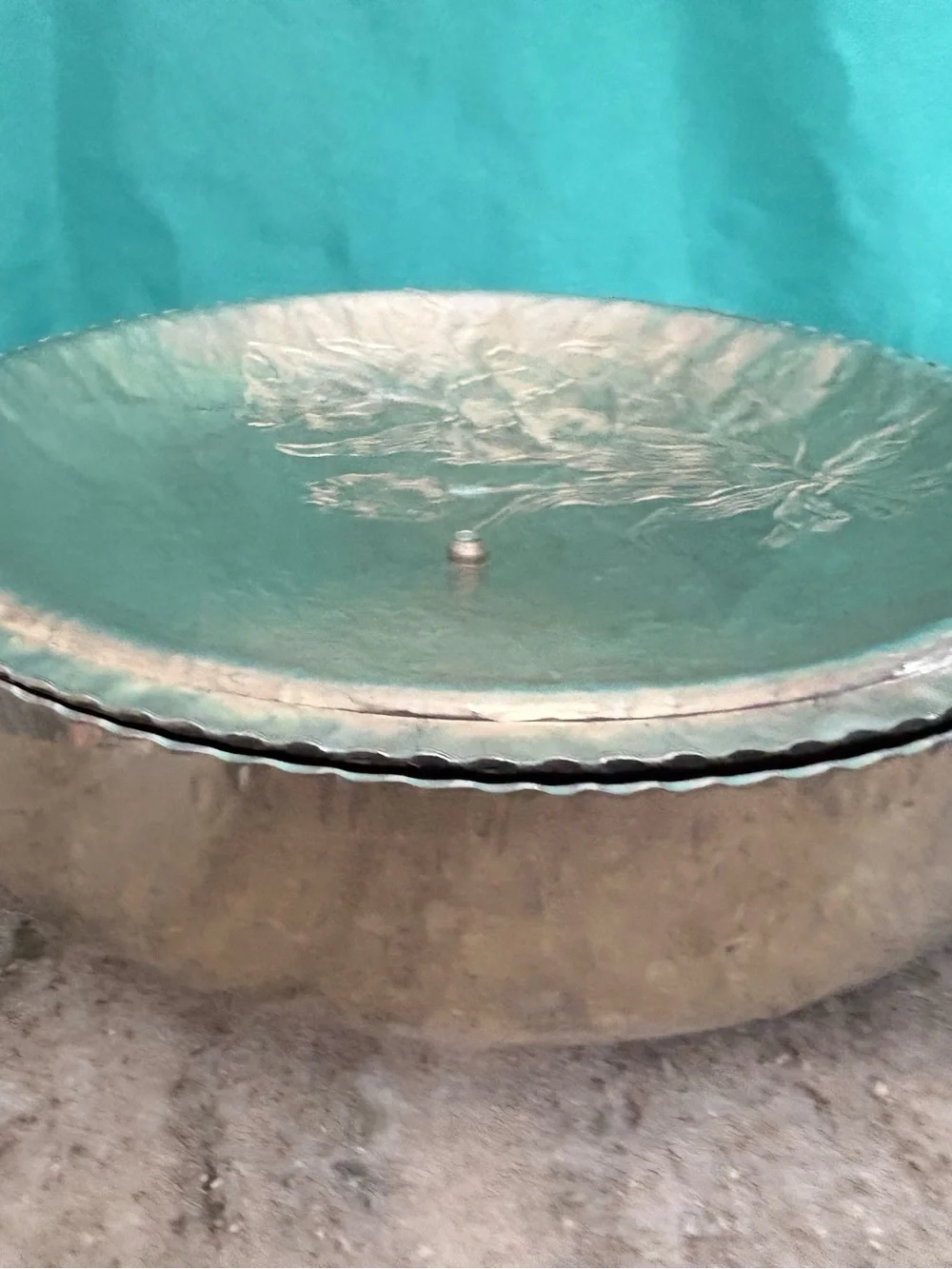 Hand-Hammered Silver Metal Serving Bowl and Decorative Tray - Silver